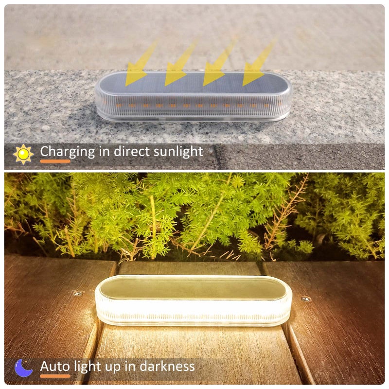 Lacasa 4pcs Solar Outdoor Floor Lamp Warm White 2700K 40LM LED Solar Light Outdoor Patio Decoration IP68 Waterproof Auto On/Off Lighting for Paths Garden Stairs Pathways Patio - Image 5